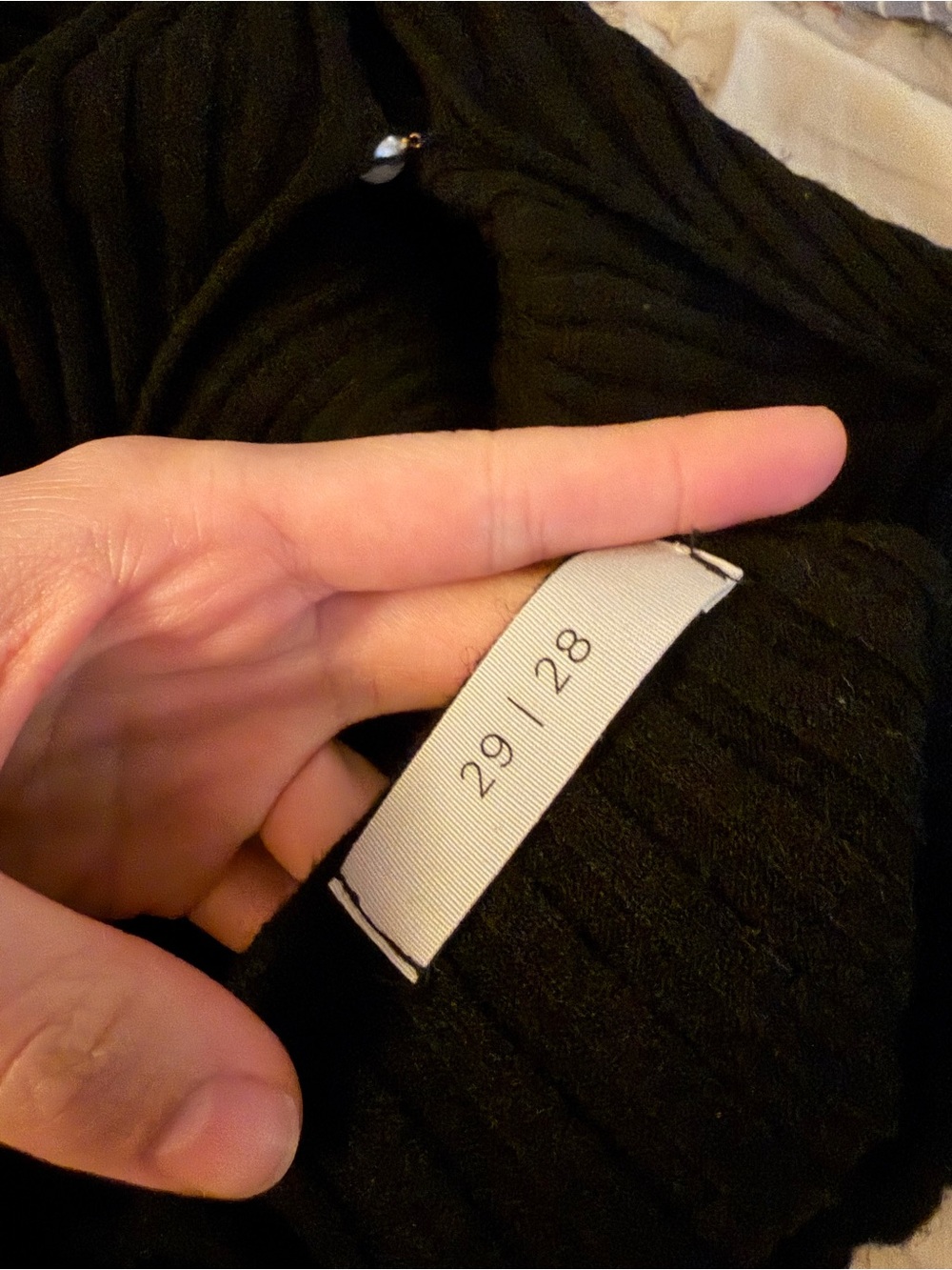 Black Ribbed V-Neck Button Front Sweater - Picture 2 of 3